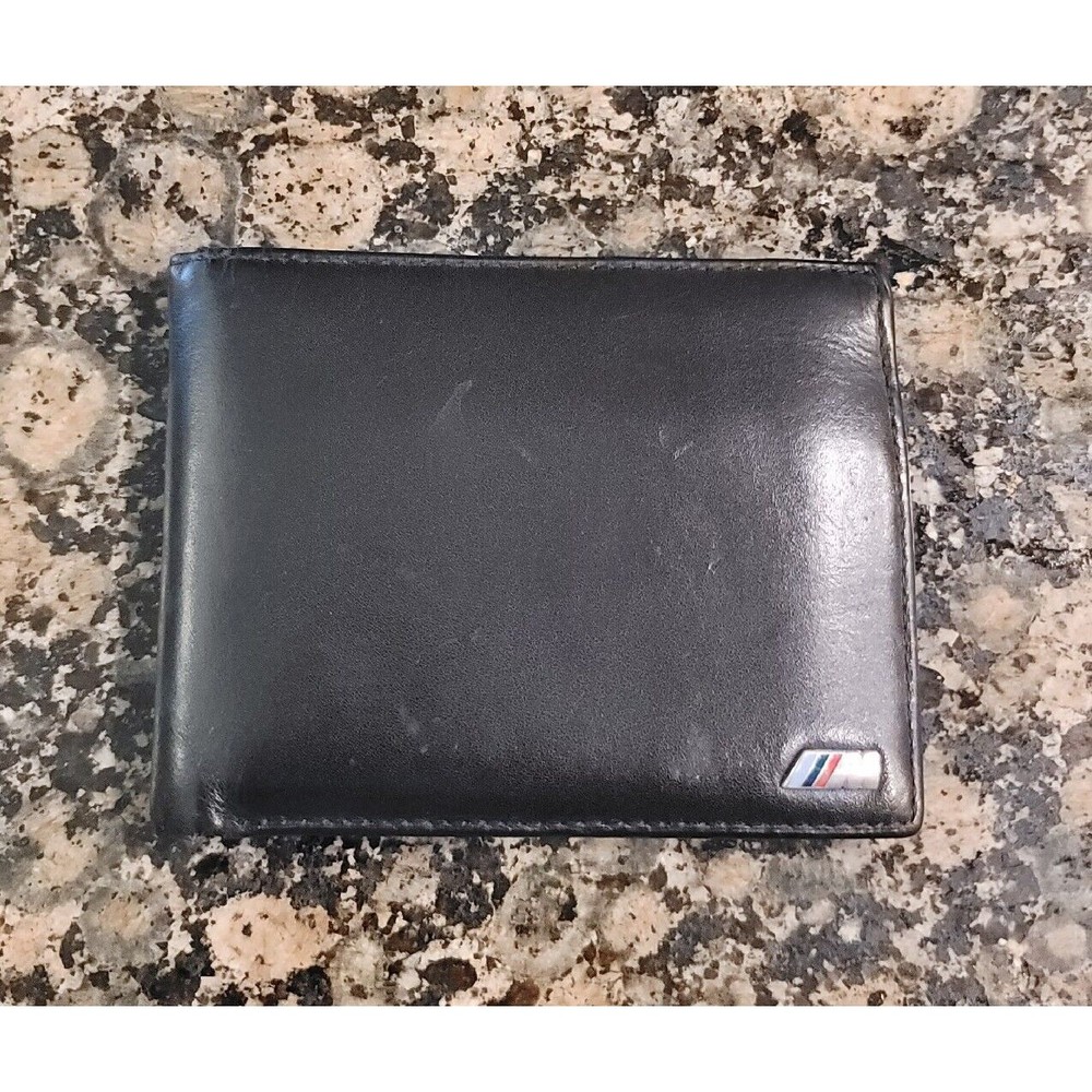 BMW M Logo Motorsport Premium Black Red Leather Wallet